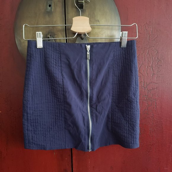 H&M Dresses & Skirts - Dark Blue Mini Skirt With Centre Zipper Detail